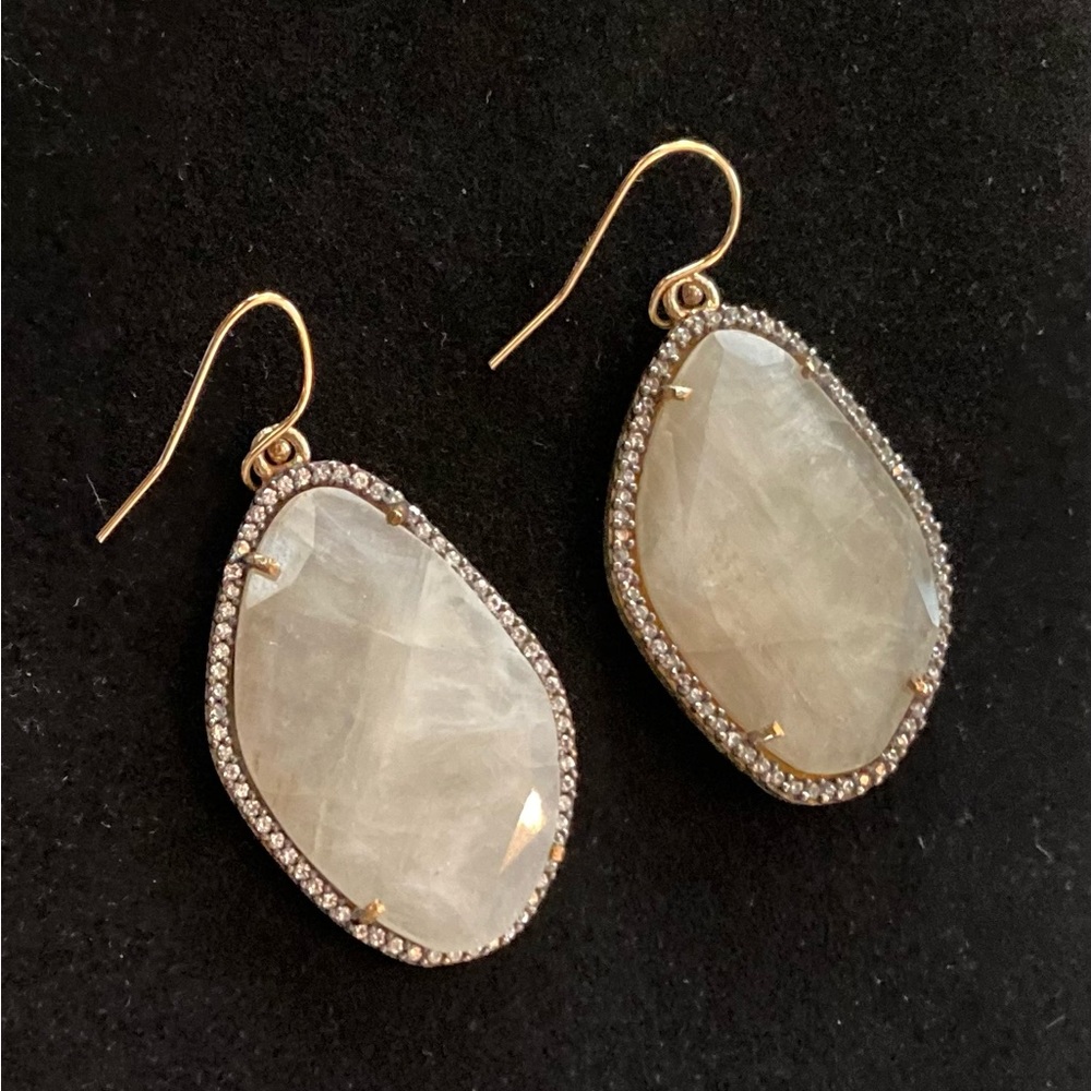 Nina Nguyen Moonstone and Pave Diamond Earrings RARE